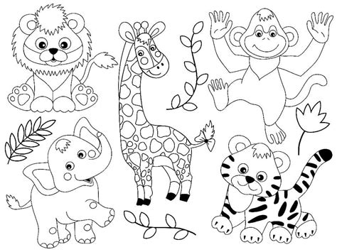 Very Cute Jungle Animals Coloring Page Download Print Or Color