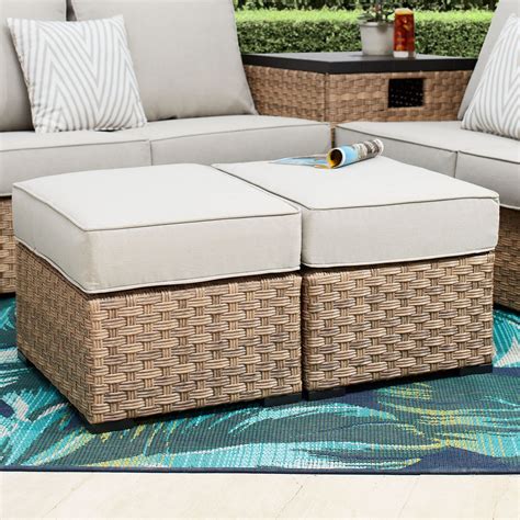 Better Homes And Gardens River Oaks All Weather Wicker Outdoor Ottomans