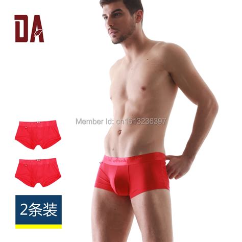 2015 David Archy Cotton Sexy Archie Mens Underwear Trunk Red Color Panties Plus Size Free