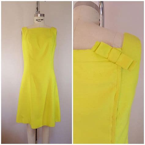 Vintage 1960s Dress Chartreuse Yellow Back Zip Vintage Etsy