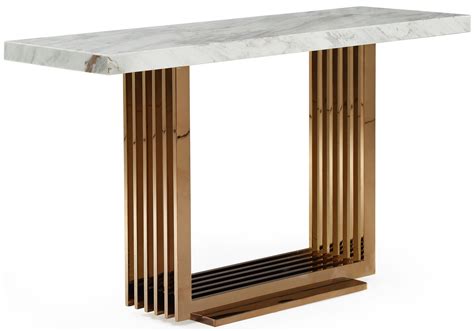 Sector stainless steel console table, white gold by lexmod (2) $353 $553. Fabrizio White Top Marble Console Table | Rose Gold Console Table