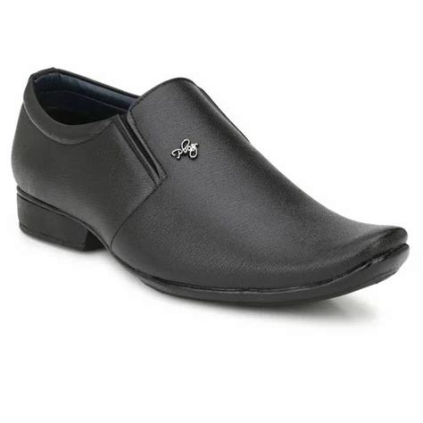 Elegant Black Solid Synthetic Leather Slip On Formal Shoes Slip On