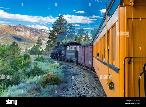 Historic Durango And Silverton Narrow Gauge Railroad Train On Route