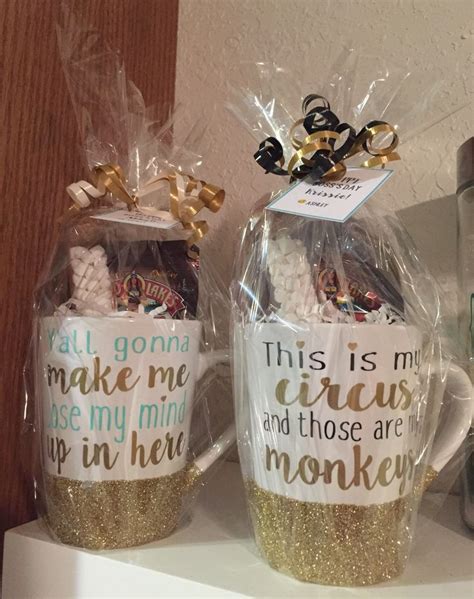 Our great group gifts for a boss include gourmet treats and gift baskets. Boss's Day gifts I made for around $4 each!! Dollar tree ...