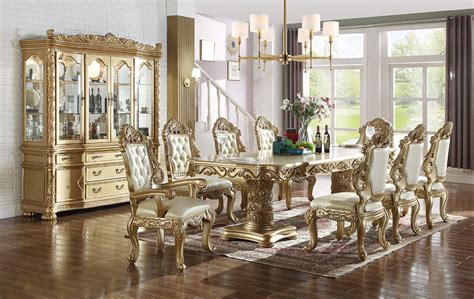 Meridian Furniture Bennito 9pcs Casual Dining Room Set In Rich Gold By