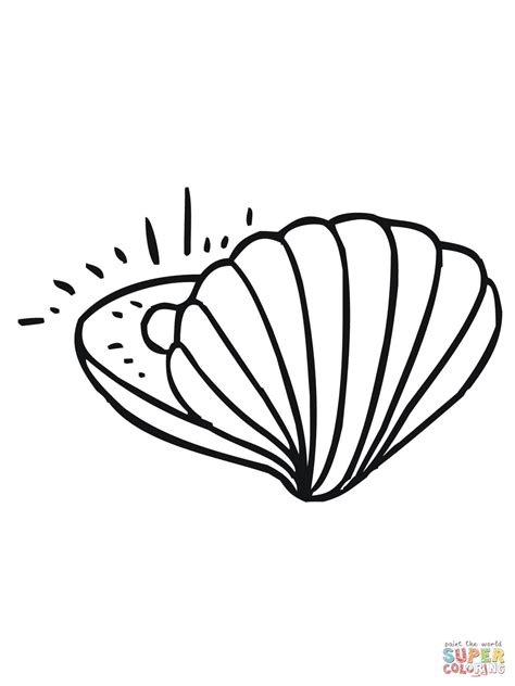 Clam with Pearl coloring page | Free Printable Coloring Pages