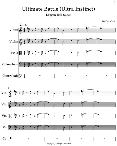 Ultimate Battle Ultra Instinct Sheet Music For Violin Viola Cello