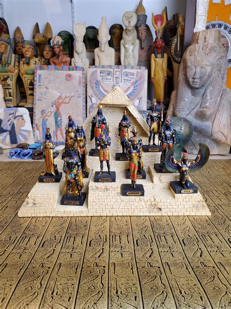 Vintage Ancient Egyptian Deities Set Of 12 Figurines Miniature