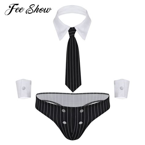 Mens Sexy Underwear Cosplay Costumes Police Lingerie Suits Stripes