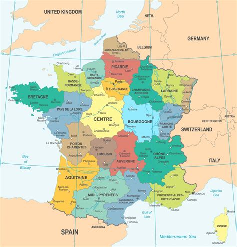 Quand le point représentant une station est vert c'est qu'il est. Carte des régions de France (22 régions de la métropole ...
