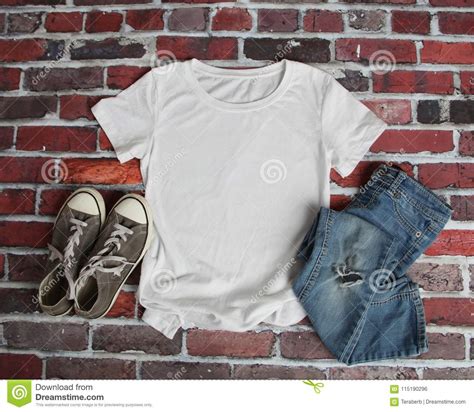 mockup flat lay  white tee shirt stock photo image  tshirt casual