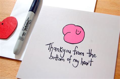 Bottom Of My Heart Funny Thank You Card By Peas In A Pod