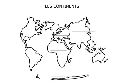 Carte Du Monde Avec Les Continents à Compléter