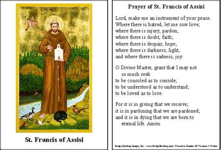 Maybe you would like to learn more about one of these? Francis of Assisi Prayer Card