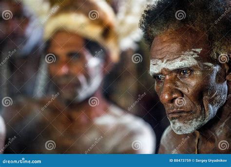 Portrait Of A Man From The Tribe Of Asmat People On Asmat Welcoming