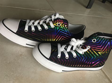 Just Discovered These Rainbow Star Converse Shoes Hi Top And Low Top