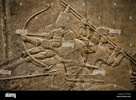 Assyrian Relief Sculpture Panel Of Ashurnasirpal On His Chariot Aiming