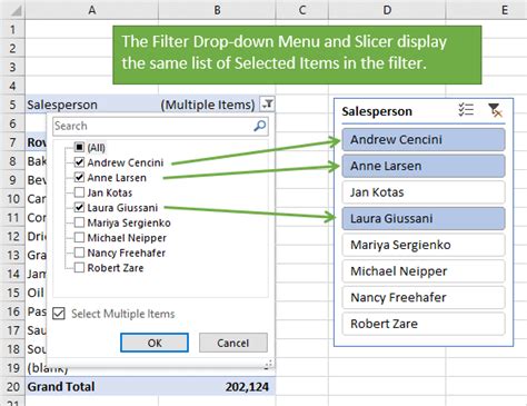 Excel Filter Drop Down List