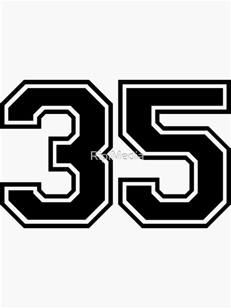 Varsity Team Sports Uniform Number 35 Black Sticker For Sale By
