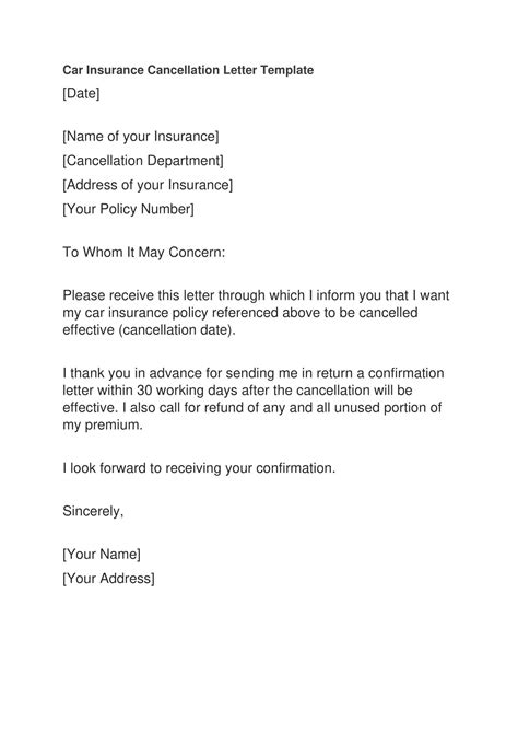 Free Printable Insurance Cancellation Letter Templates Pdf Word