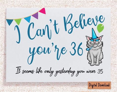 Printable Funny 36th Birthday Card For Her Sarcastic Birthday Etsy