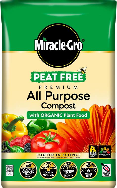 Miracle Gro Peat Free Premium All Purpose Compost With Organic Plant