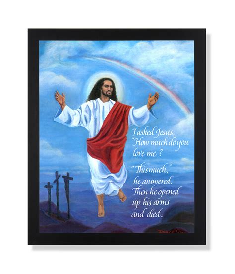 Jesus Christ Open Arms Heaven Religious Wall Picture Black