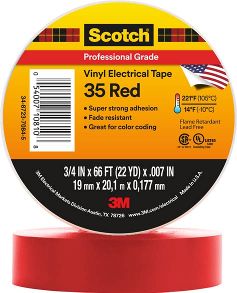 3m 35 34x66ft Rd 35 Vinyl Electrical Tape 34 X 66ft Red World
