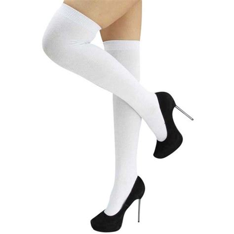White Knitted Thigh High Socks 11 Liked On Polyvore Featuring