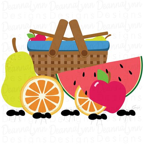 Picnic baskets wicker hamper lining, picnic basket transparent background png clipart. Fruit Picnic Apple Orange Pear Watermelon Ants svg png pdf ...