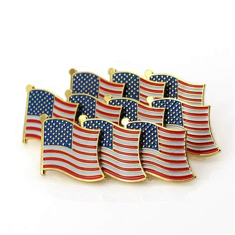 Bonison Exquisite American Flag Lapel Pin The Stars And Stripes Lapel Pin Flag Shape 10 Pc