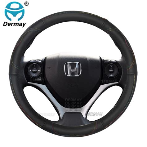 Dermay Genuine Leather Car Steering Wheel Cover Customized Size For