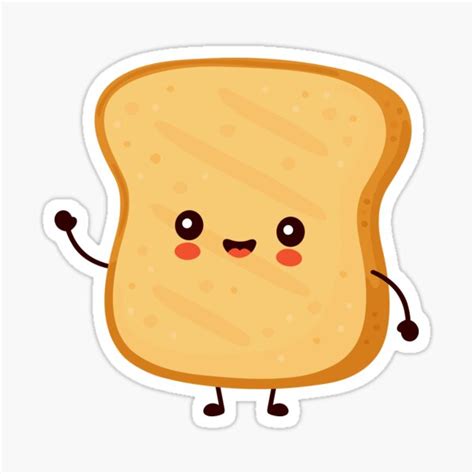 Cute Happy Funny Kawaii Toast Sticker By Kawaiifoodart Redbubble