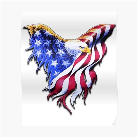 Usa Flag Bald Eagle American Flag Poster By Jiigee Redbubble