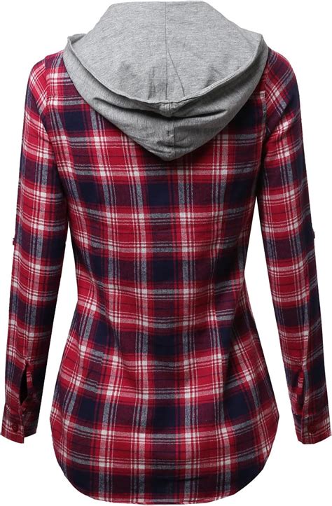 Soft Plaid Checkered Detachable Hood Flannel Reddish Pink Size S Amazon Sg Fashion