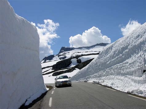 The Snow Road Gives You A Breathtaking View Of The Fjord Landscape