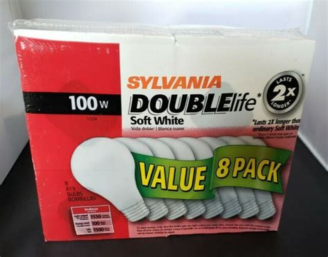 Sylvania 100w Double Life Soft White Light Bulbs 8 Pack For Sale Online