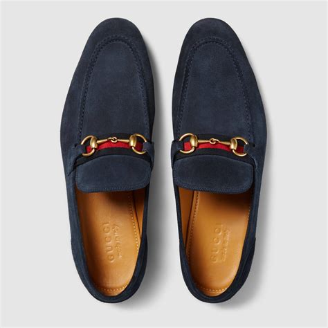 Lyst Gucci Horsebit Suede Loafer With Web In Blue For Men