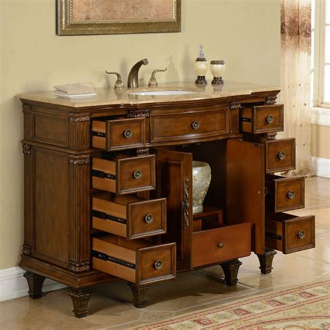 At builders surplus, we offer bathroom cabinets in different heights and styles. 48-inch Travertine Stone Counter Top Bathroom Vanity ...