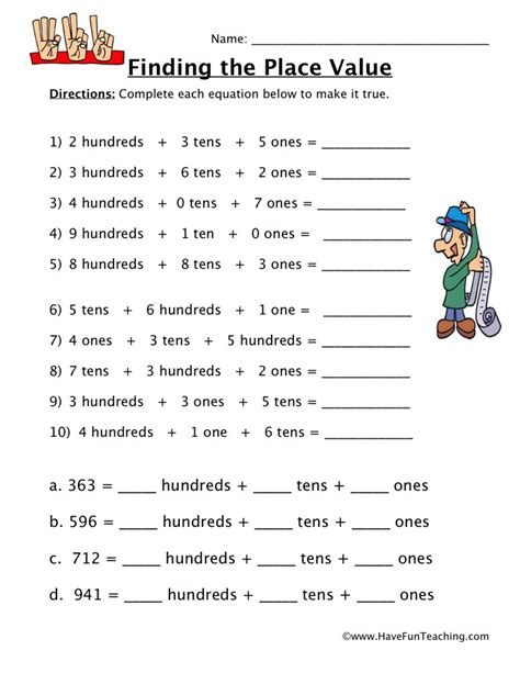 Hundreds Tens Ones Place Value Worksheet Have Fun Teaching