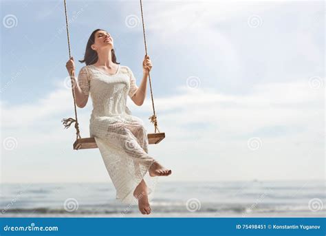 Young Woman On A Swing Stock Image Image Of Relaxation 75498451