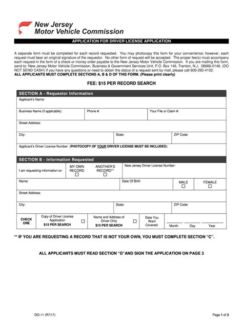 New Jersey Driver License Application Form Ba 208 Roomfasr