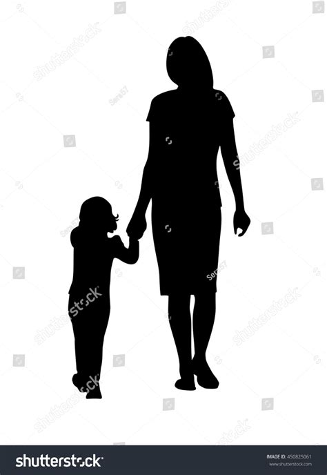 silhouette mother daughter 库存矢量图（免版税）450825061 shutterstock