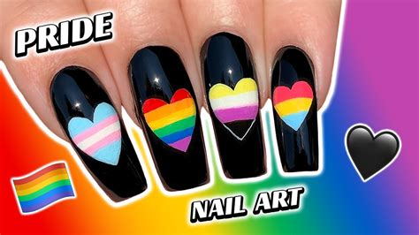 Pride Nail Art 🏳️‍🌈🖤 Freehand Design Youtube