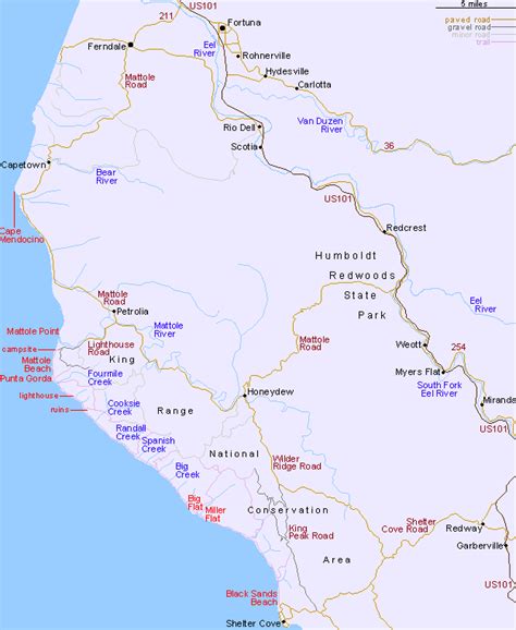 Map Of The Lost Coast North California
