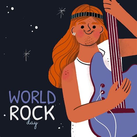 Free Vector Hand Drawn World Rock Day Background With Male Musician