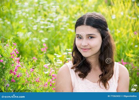 Portrait Of Pretty Teen Girl Outdoors In Summer Stock Photo Image Of