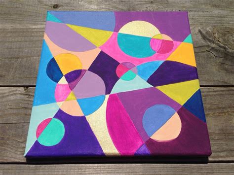 Multiple Color Geometric Circles Abstract Acrylic Painting