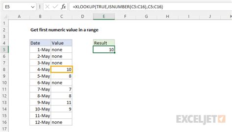 Get First Numeric Value In A Range Excel Formula Exceljet