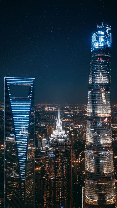 Download Wallpaper 1440x2560 Skyscrapers Night City City